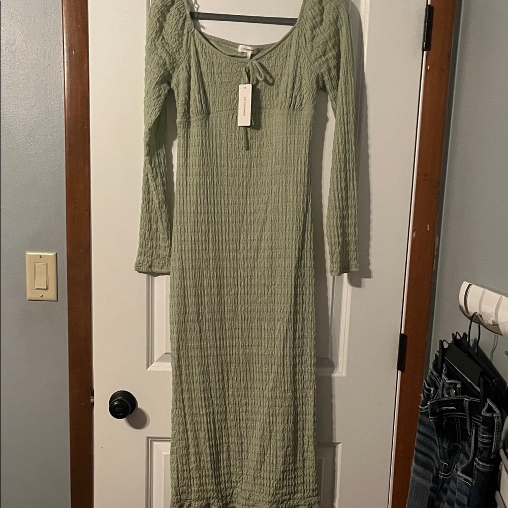 No Comment- Sage Long Sleeve Dress